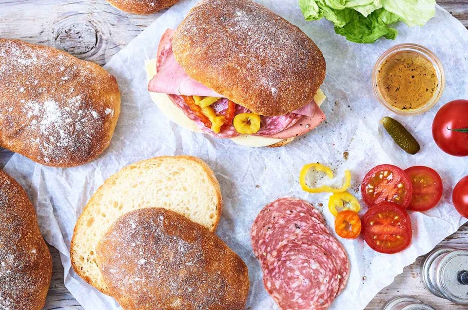 No-Knead Chewy Sandwich Rolls