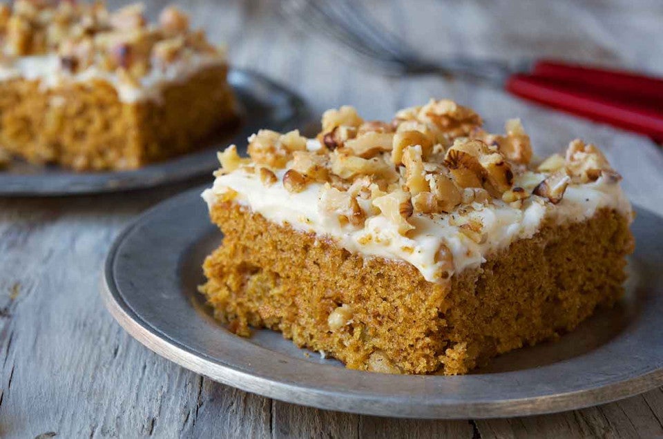 Pumpkin Cake Bars with Cream Cheese Frosting
