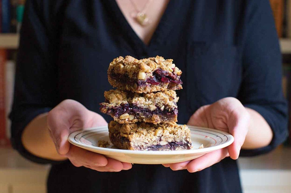 Blackberry Coconut Bars with Hazelnut Crumble
