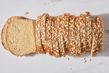 Back-of-the-Bag Oatmeal Bread sliced