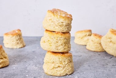 3-Ingredient Buttermilk Biscuits stacked high
