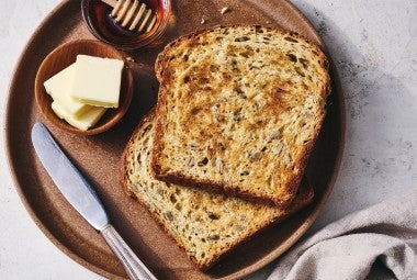 Kansas Sunflower Bread toasted with butter and honey