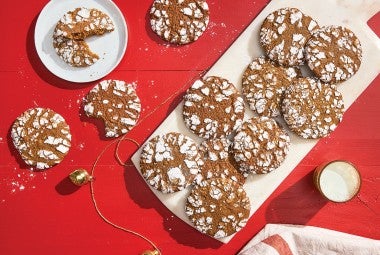 Gingerbread Crinkle Cookies on a serving dish