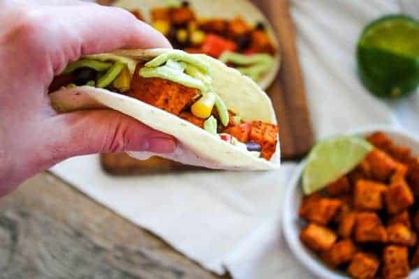Hand Holding Sweet Potato Taco