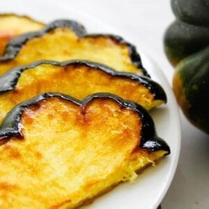 Air Fryer Winter Squash Slices on a white plate