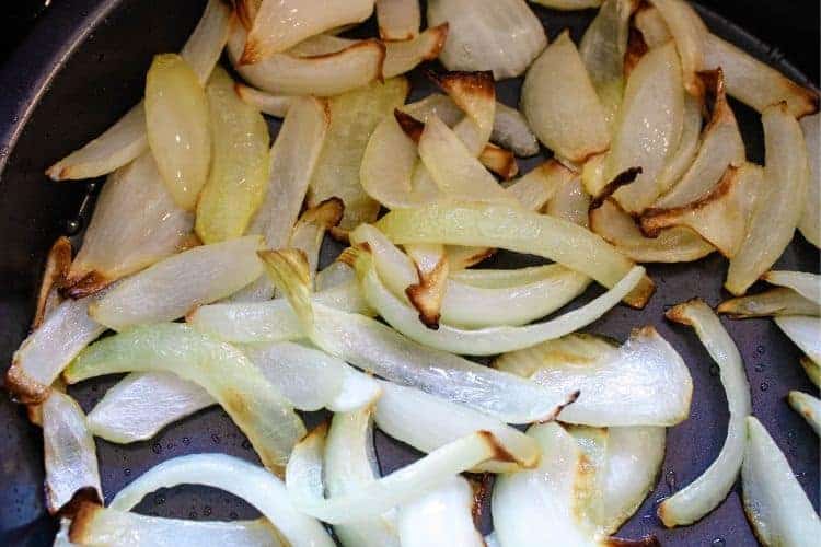 Sauteed Onions in Air Fryer on air fryer pan