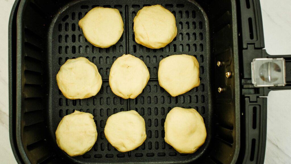Fried oreos in the air fryer about to be cooked.