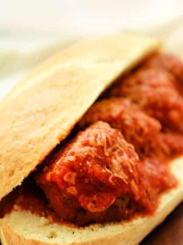 Closeup Air Fryer Meatball Parm Sub