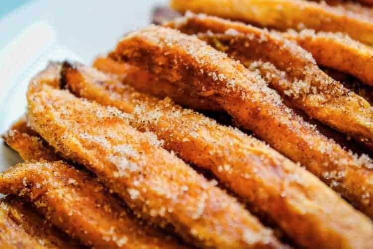 Closeup of Dessert Fries on a white plate