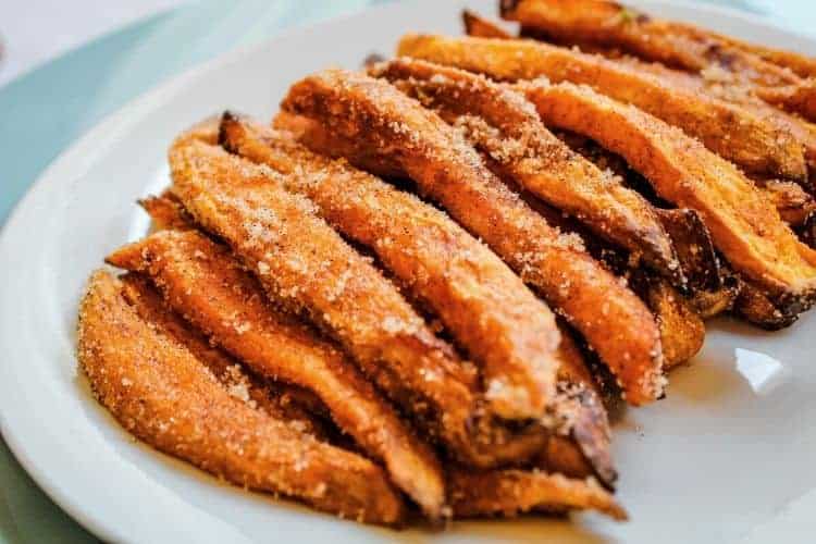 Cinnamon Sugar Dessert Fries on a white plate