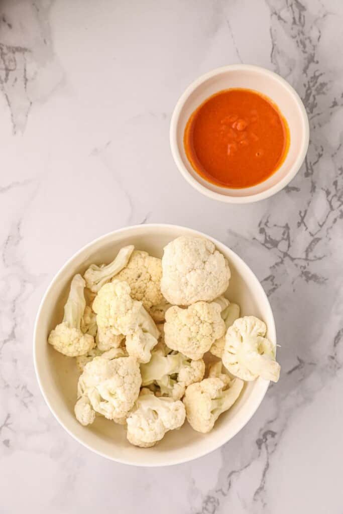 Ingredients needed to make air fryer buffalo cauliflower