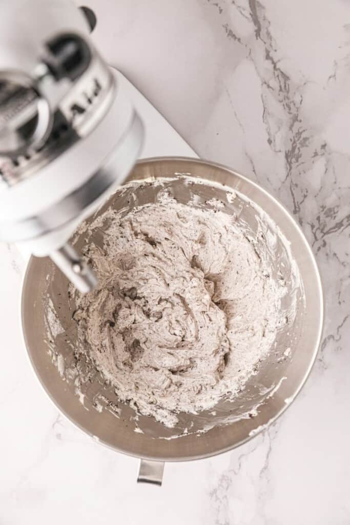 Oreo mousse in a stand mixer