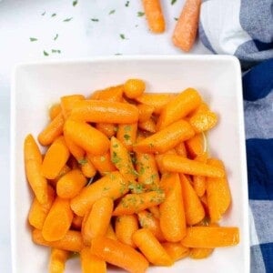 Instant Pot Carrots in a white square bowl