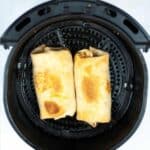 Cooked burrito in the air fryer