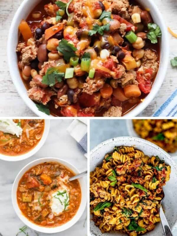 Collage of Instant Pot ground turkey recipes