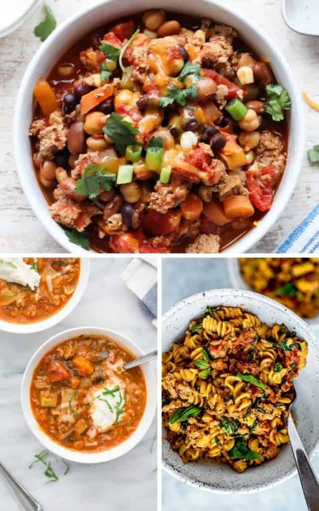 Collage of Instant Pot ground turkey recipes