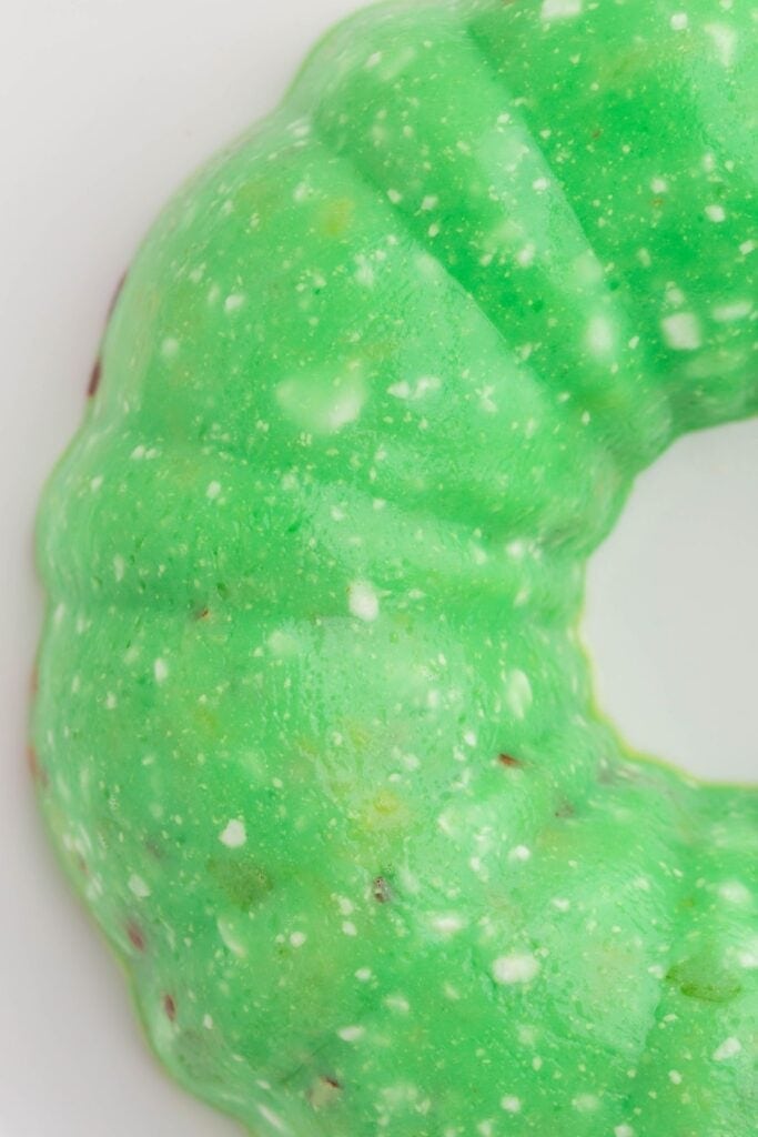 Close up of the congealed salad to see jellied up bits.