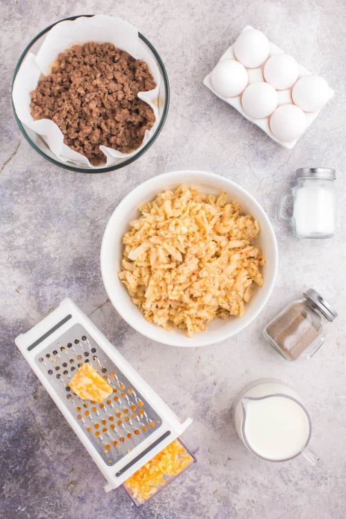 prepared ingredients for hash brown casserole