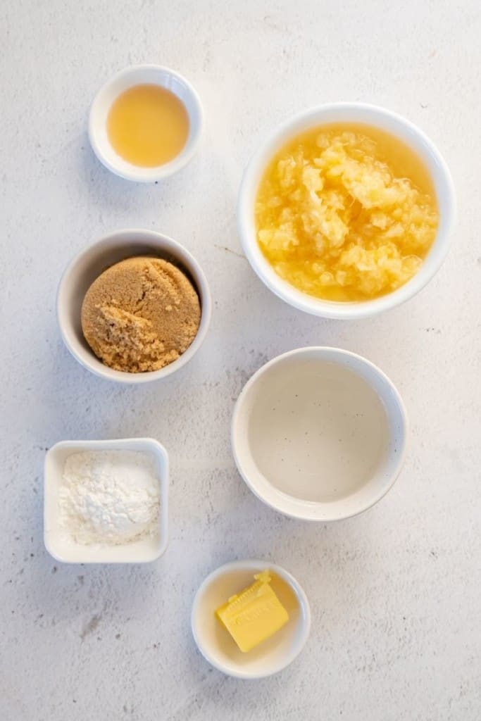 prepared ingredients for pineapple sauce for ham