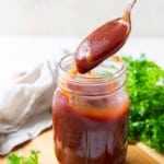 Mason jar with 2 ingredient BBQ sauce
