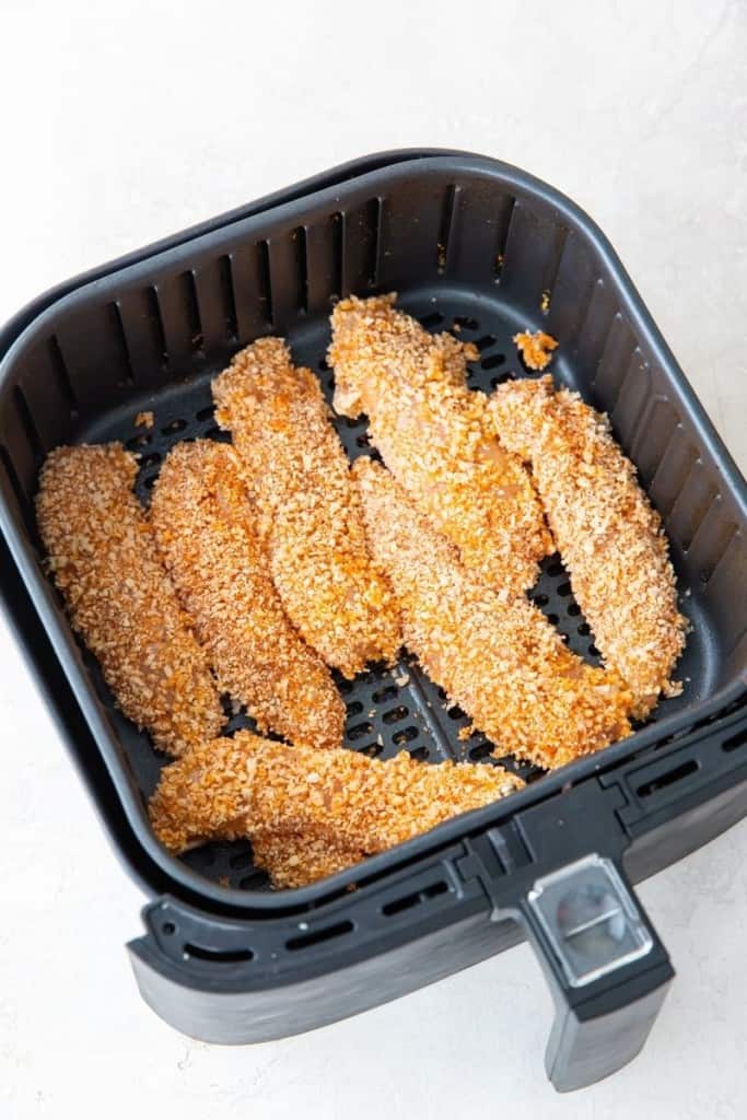 place buffalo chicken tenders in single layer in air fryer