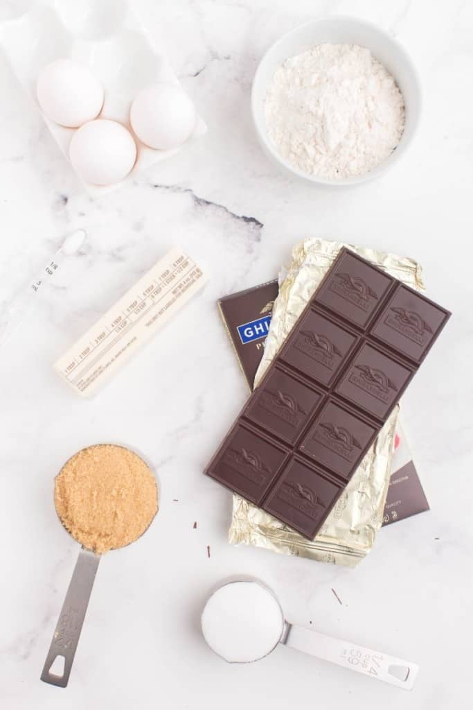 prepared ingredients for brownies without cocoa powder
