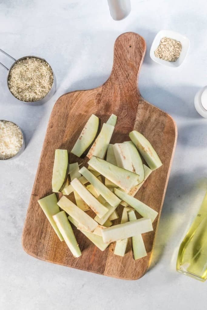 prepared ingredients for air fryer eggplant fries