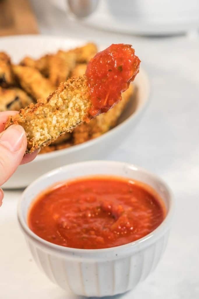 serve air fryer eggplant fries with dipping sauce