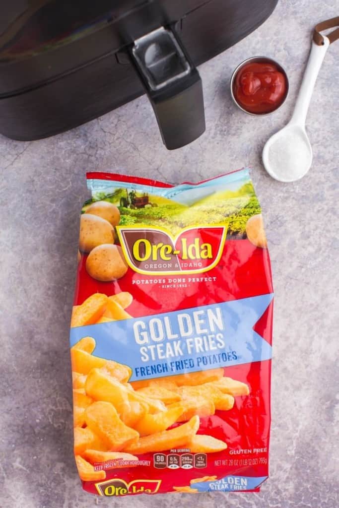 prepared ingredients for steak fries in air fryer