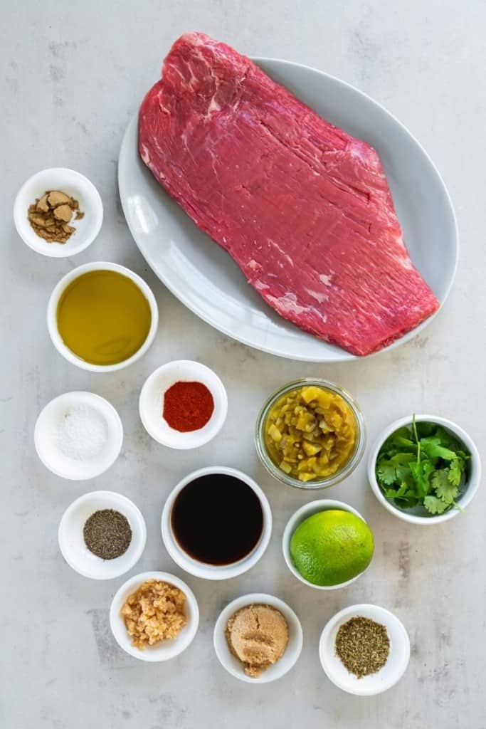 prepared ingredients for skirt steak in air fryer