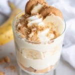 Banana pudding trifle in trifle dish
