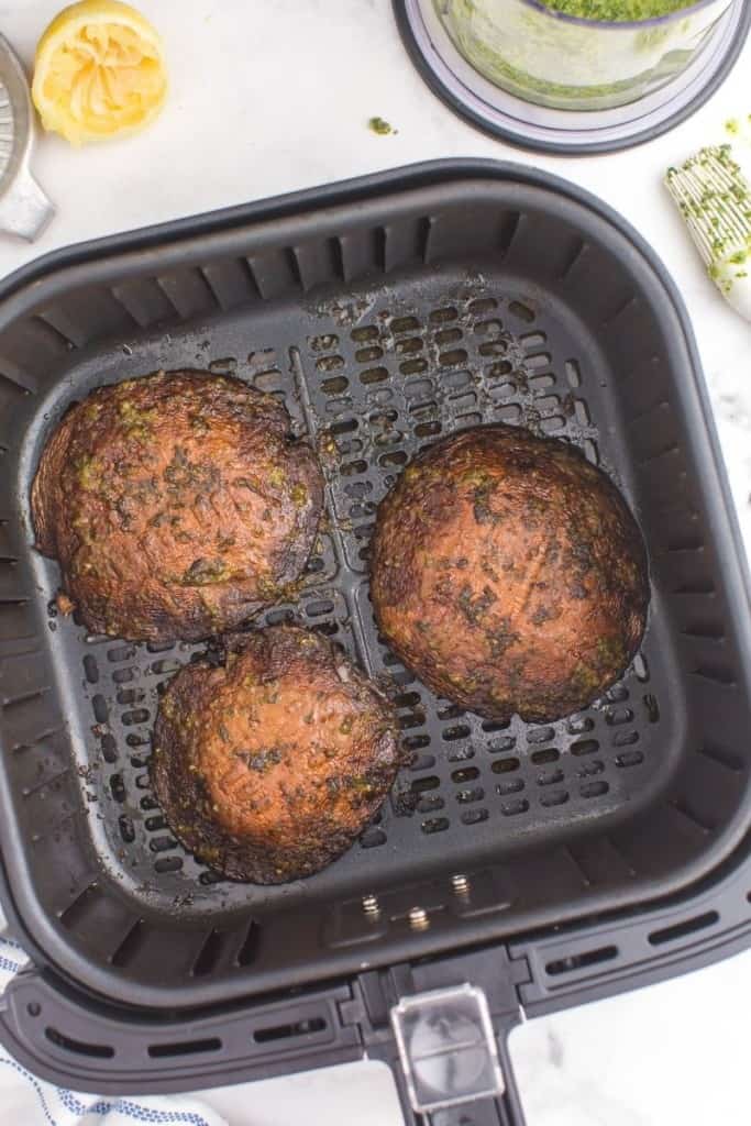 flip portobello mushrooms for 2 minutes in air fryer