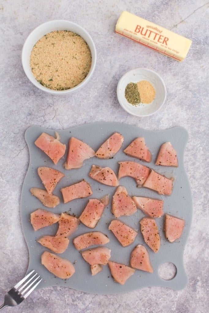 prepared ingredients for air fryer chicken nuggets