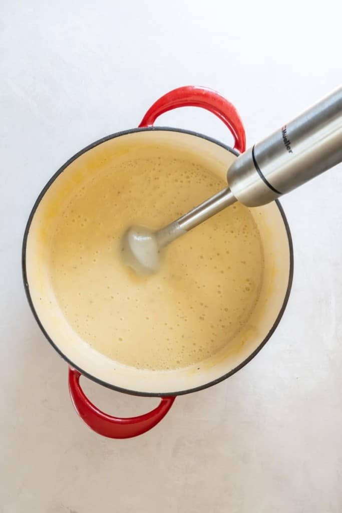 use an immersion blender to blend soup to desired consistency