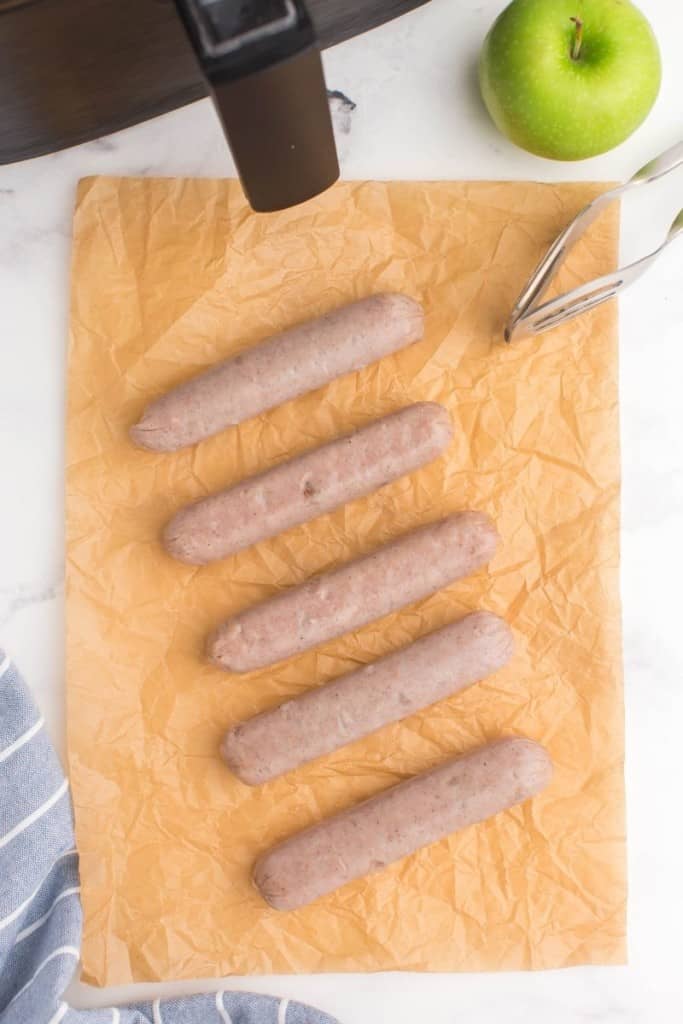 prepared ingredients for air fryer chicken sausage