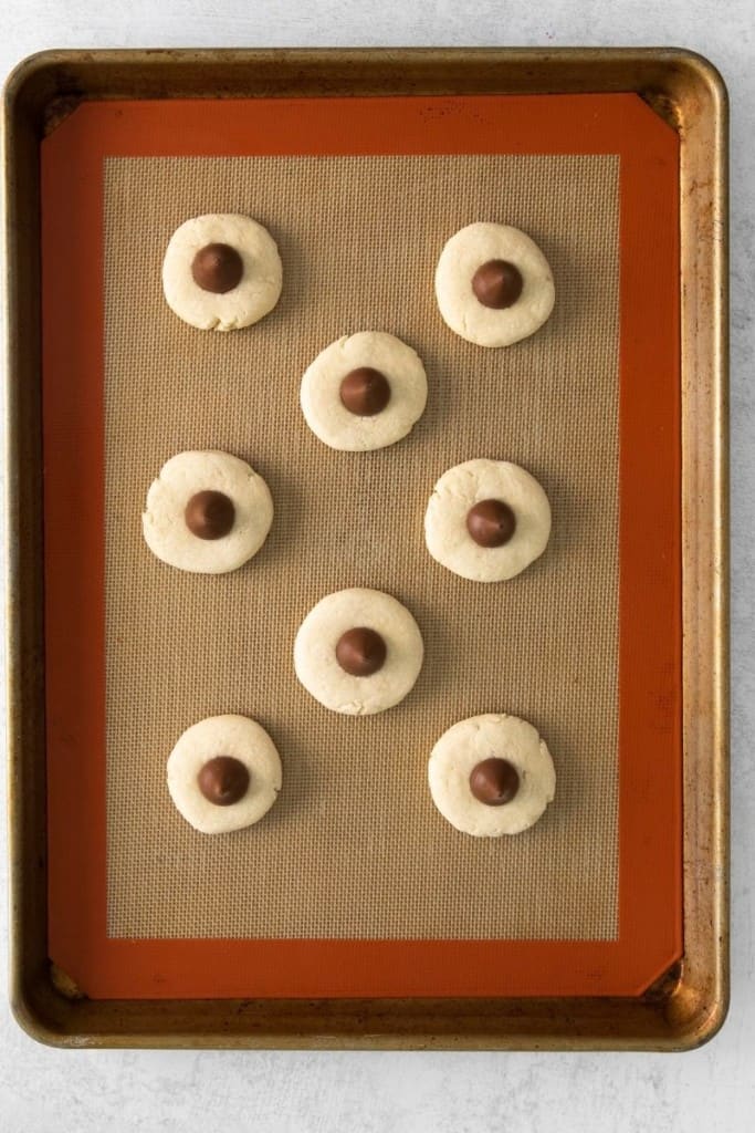 top sugar cookies with hershey kisses