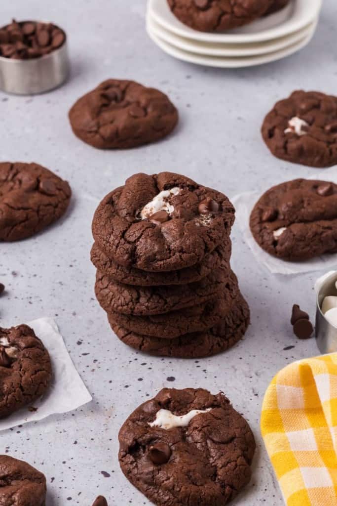 stack of chocolate marshmallow cookies