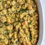 closeup of cornbread dressing