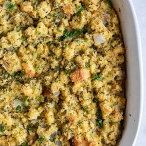 closeup of cornbread dressing