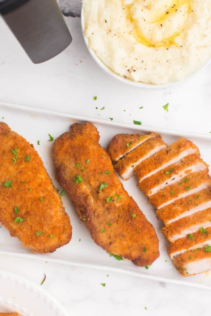 several shake and bake pork chops