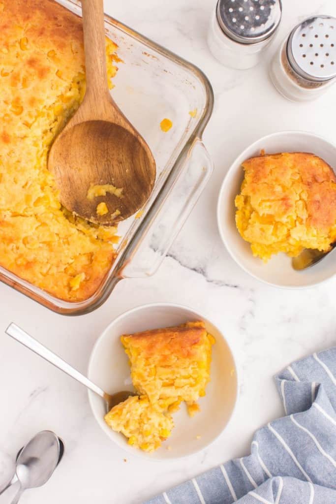 overhead view of corn casserole