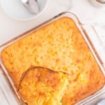 casserole dish with sweet corn casserole