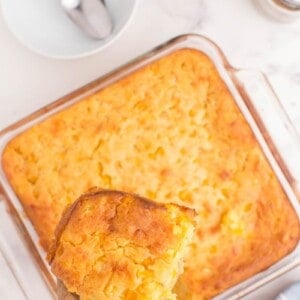 casserole dish with sweet corn casserole
