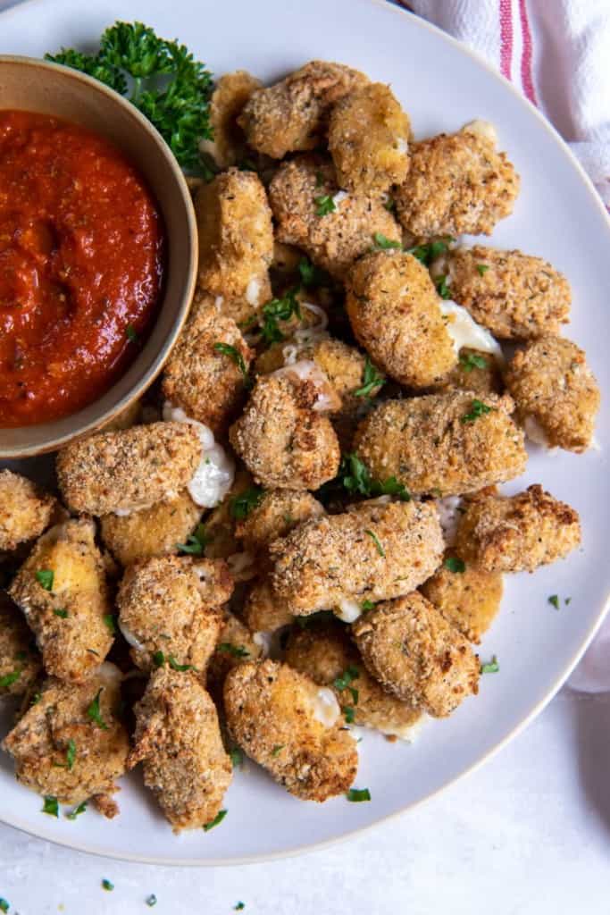 plate with air fryer cheese curds