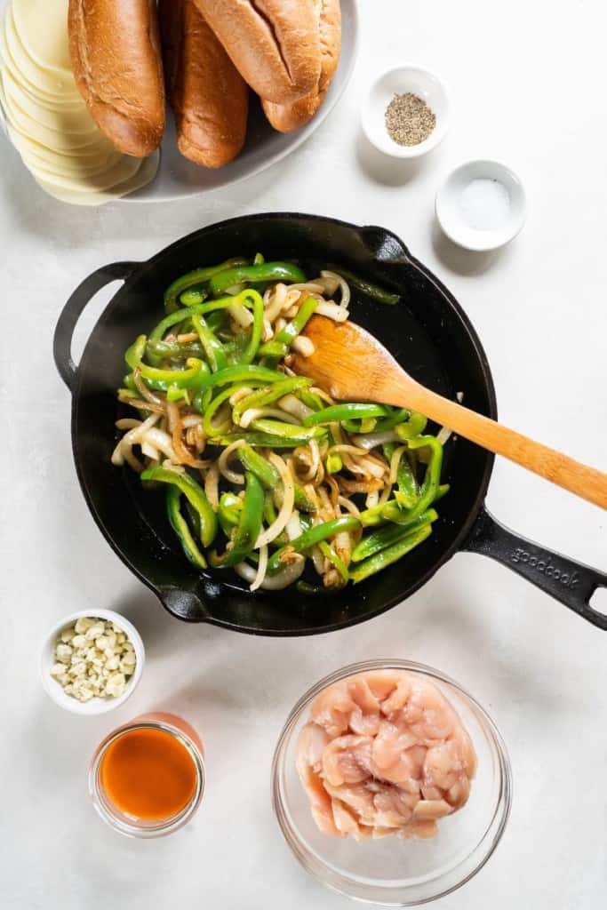 stirring ingredients in a skillet
