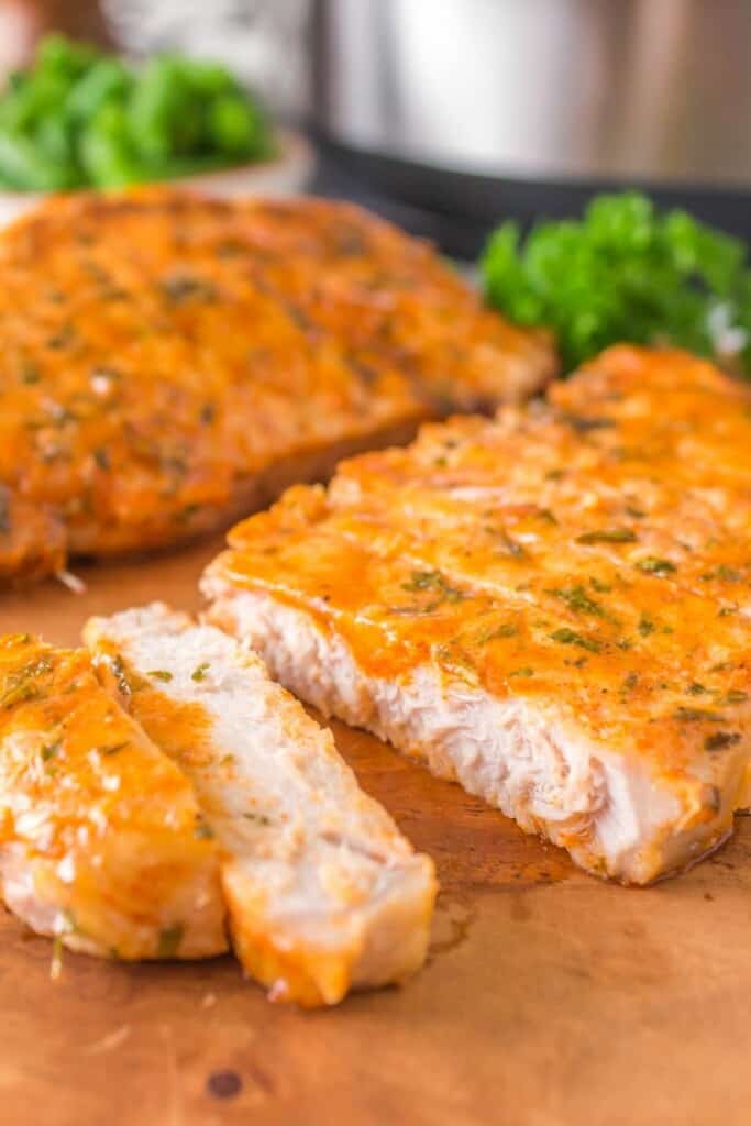 closeup of pork chops