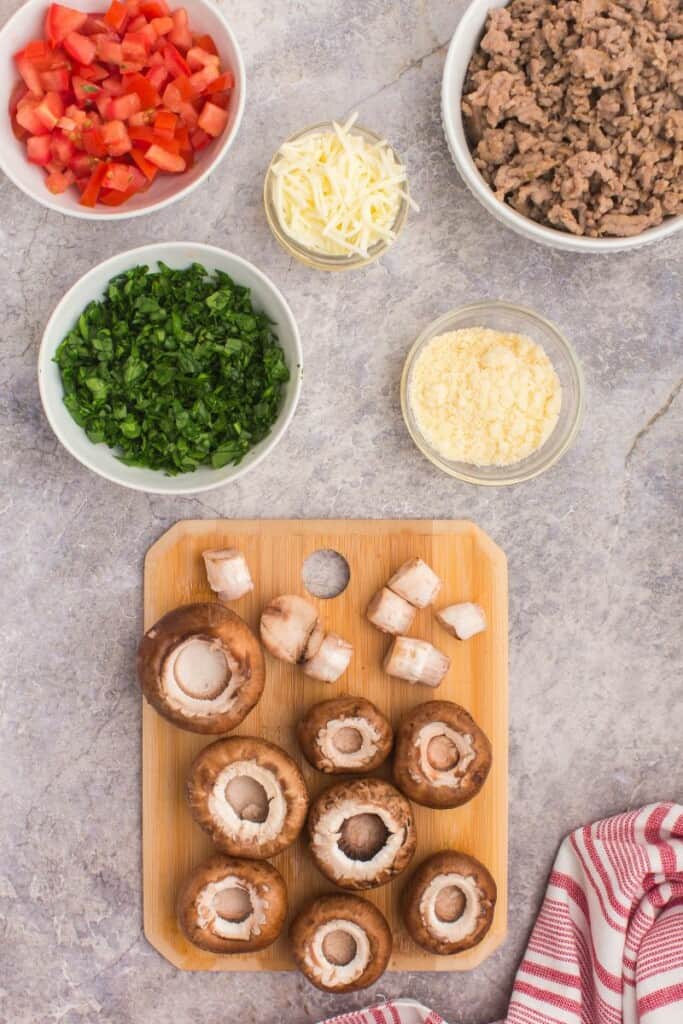 ingredients to make air fryer stuffed mushrooms