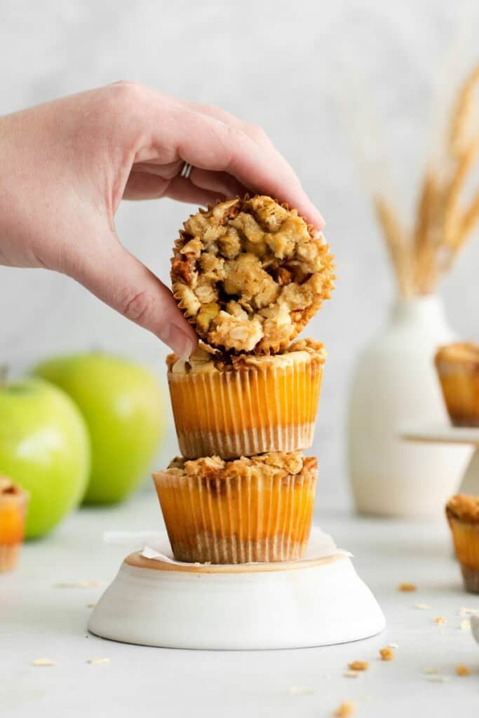 stack of mini apple cheesecakes
