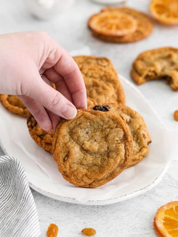 spicy fruitcake cookies being held