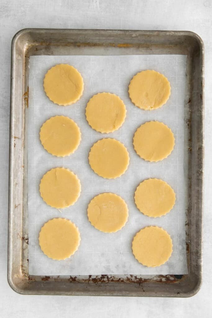 sugar cookies on baking sheet